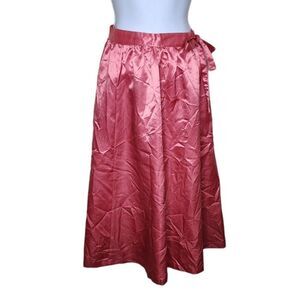 Vintage 80s Skirt Womens Size Small Pink Satin Bow At Waist